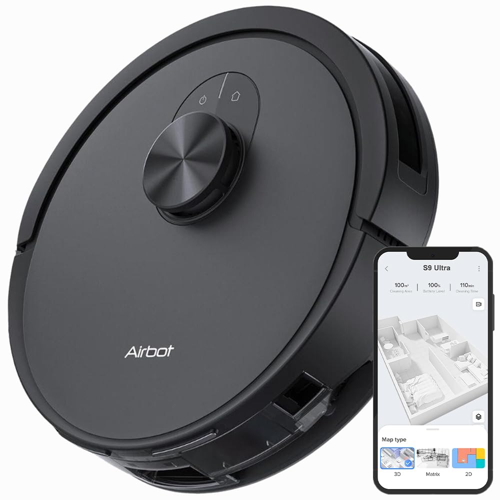 Airbot Robot Vacuum Cleaner, 2-in-1 Vacuum & Mop, 12000Pa Suction,Smart LiDar Navigation,Auto Recharge,App Control,18mm Climbing, Ideal for Pet Hair,Hard Floor,Low Pile Carpet(S9 Ultra)