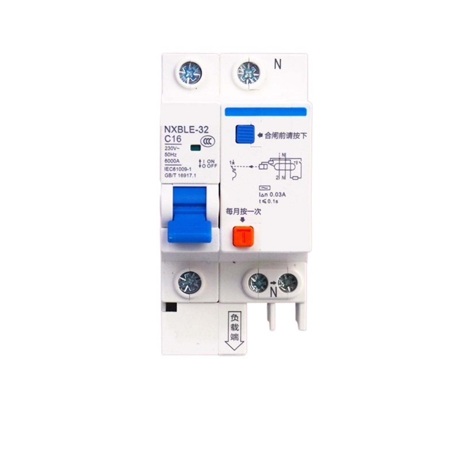 KTMBOHU A Leakage Protector 32A Leakage 1PN2P3PN4P Circuit Breaker NXBLE-32 Leakage DZ47LE(NXBLE-32 2P C32 30mA 6kA)