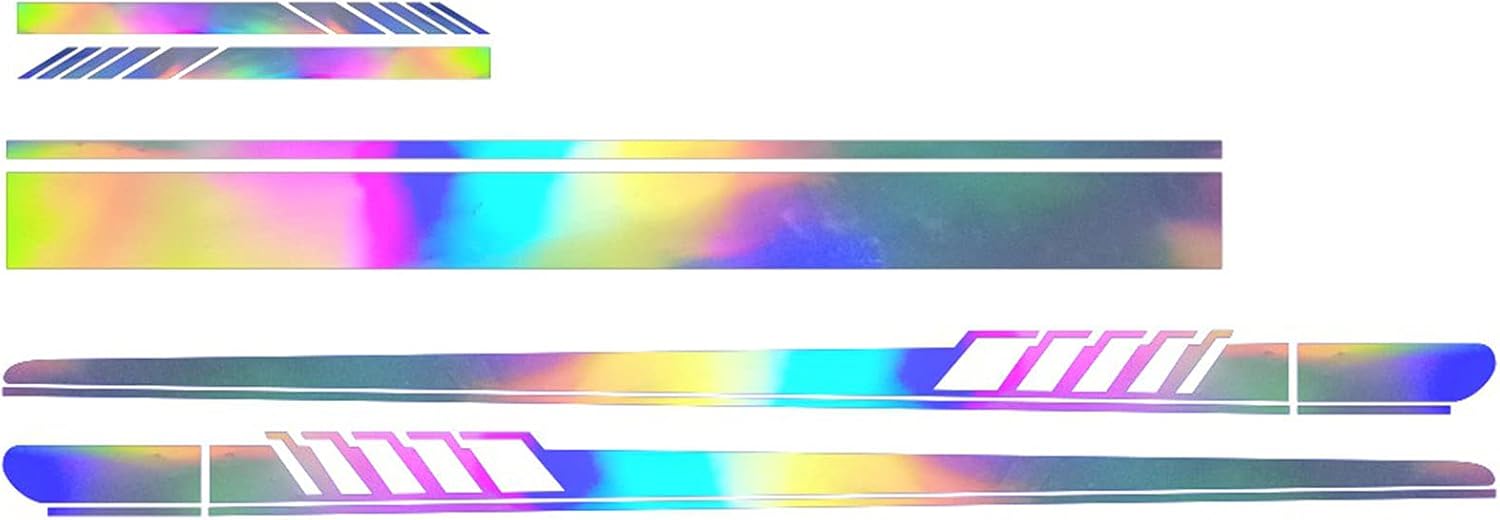 5PCS Car Decals, Reflective Stripe Auto Body Racing Sports Stickers, Cool Decoration for Car Hood, Mirrors, and Side, Changes Color in Sun