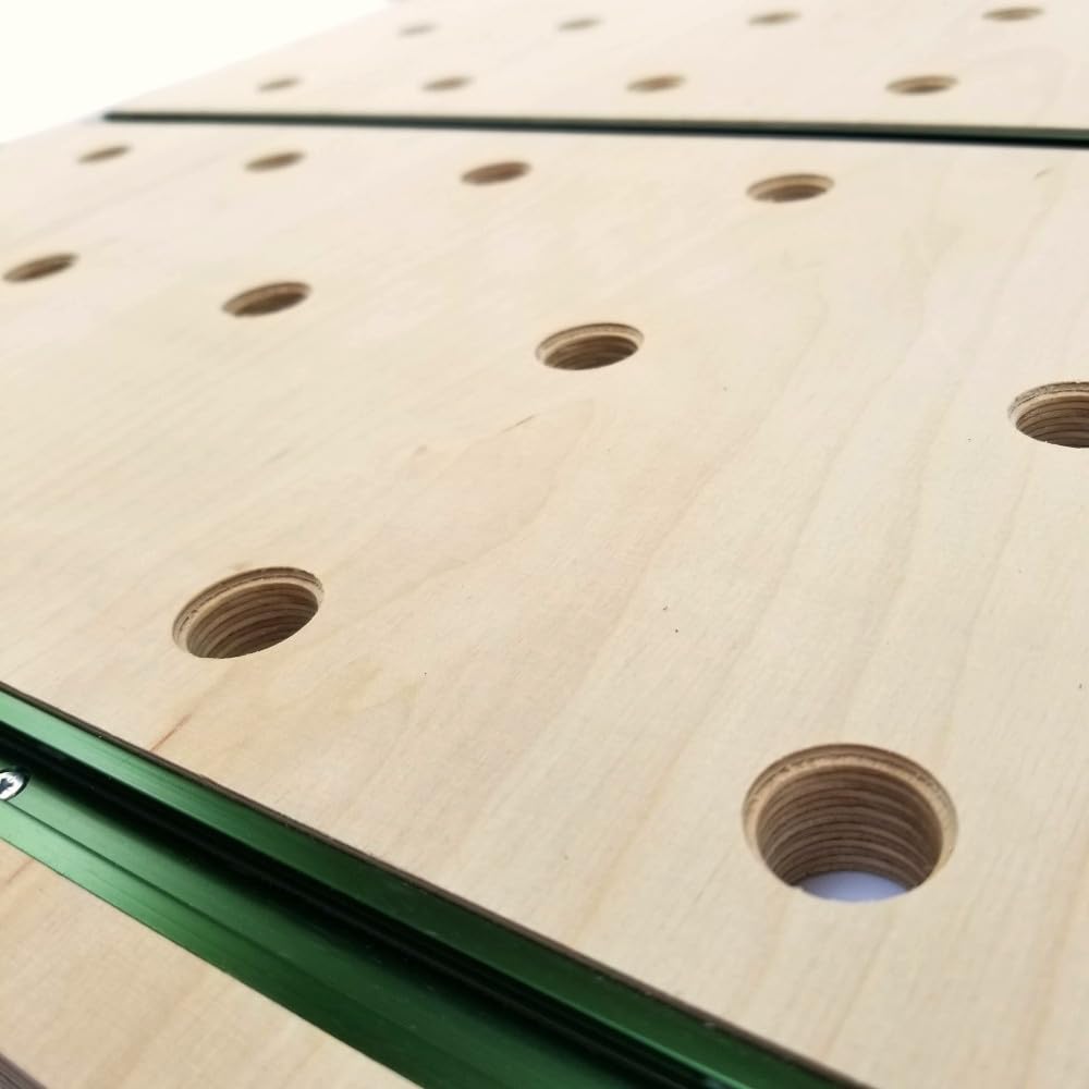 Plan de travail de menuisier 915 x 610 mm avec trous de 20 mm et rails en T en contreplaqué pour l'atelier, accessoires de menuiserie, éléments de montage | Woodfan