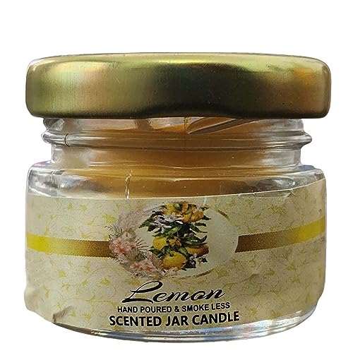 Image of Mini Jar Paraffin Wax Candles Perfect for Decoration of Dinner, Wedding Parties, Church, Spa, Restaurant, Smokeless Dripless Long Lasting(Lemon, Set of 1 - Burn Time: 6 Hr)