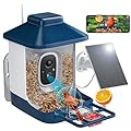 Bird Feeder with Camera, 1 Year Free AI Bird Feeders for Outdoors, Solar Powered, 2.4Ghz WiFi, Full HD Live Video, Nstant Arrival Alerts - Best Gifts for Bi rd Lovers
