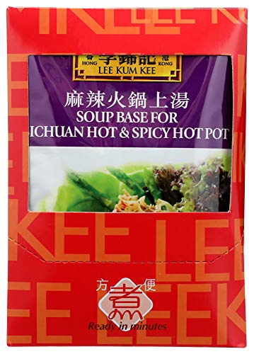 Lee Kum Kee Soup Base For Sichuan Hot & Spicy Hot Pot, 2.5-Ounce Pouches (Pack Of 12), Vegan, Non Ge Ingredients, No Added Preservatives, No Added Color, No Artificial Flavors #TOP4