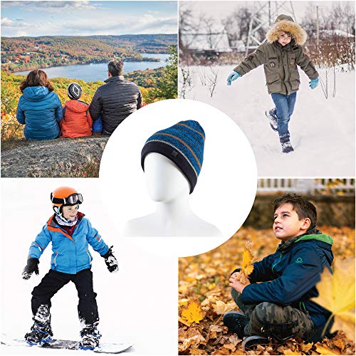 Image of C9 Champion Kids' Machine Washable Black Beanie Hat with Reflective Stripe and Fleece Lining