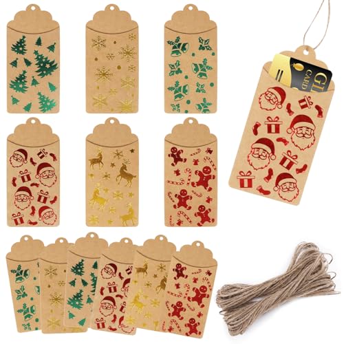 Etiquetas de papel kraft dorado DERAYEE 54 soportes elegantes para tarjetas de regalo de Navidad