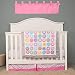 4 PCs Pink Geometry Nursery Crib Bedding Set Quilt Fitted Sheet Skirt Window Valance Baby Girl Cot Bedding Set