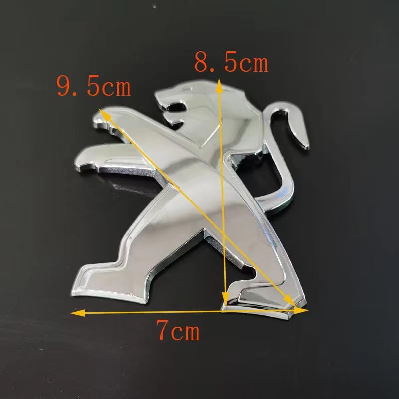 GWWXM Emblèmes Logo Voiture Pour Peugeot 308 Facelift 2017,Grille Avant De Calandre Lion D'argent Autocollant Stickers Insigne Badge Decal Voiture 3D Métal Tuning Rechange Accessoires