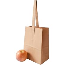 JAK Industrial Quarter Peck Kraft Paper Apple Bags with Handles, 50 Count