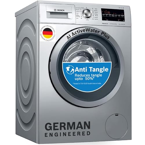 Image of Bosch 8 kg Inverter Fully-Automatic Front Loading Washing Machine Appliance (WAT24464IN, Silver, Inbuilt Heater)