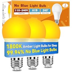 Neporal Amber Sleep Light Bulbs 1800K 3PK, 9W 60 Watt Equivalent, 99.96% Blue Blocking Soft Warm Light Bulbs A19, Amber Night Light E26 for Bedroom and Baby Nursery Light