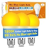 Neporal Amber Sleep Light Bulbs 1800K 3PK, 9W 60...