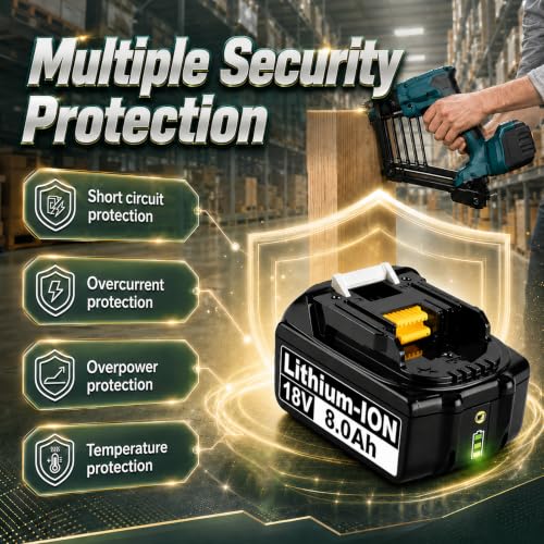 Image of 4 Count 8000mAh BL1860B 18V Replacement for Makita 18V Battery