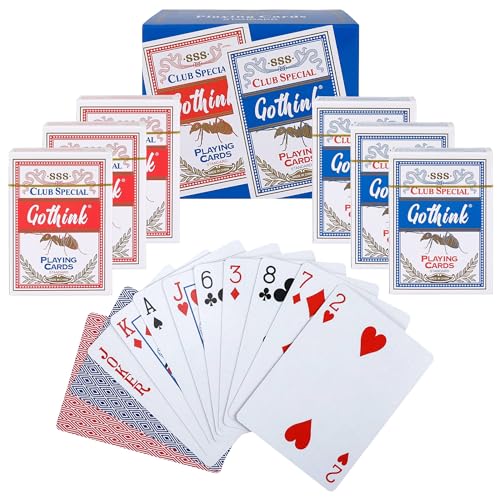 GOTHINK Playing Cards 6 Decks of Cards Poker Size Standard Index for Texas Holdem Blackjack Euchre Canasta Card Game Casino Grade Poker Cards