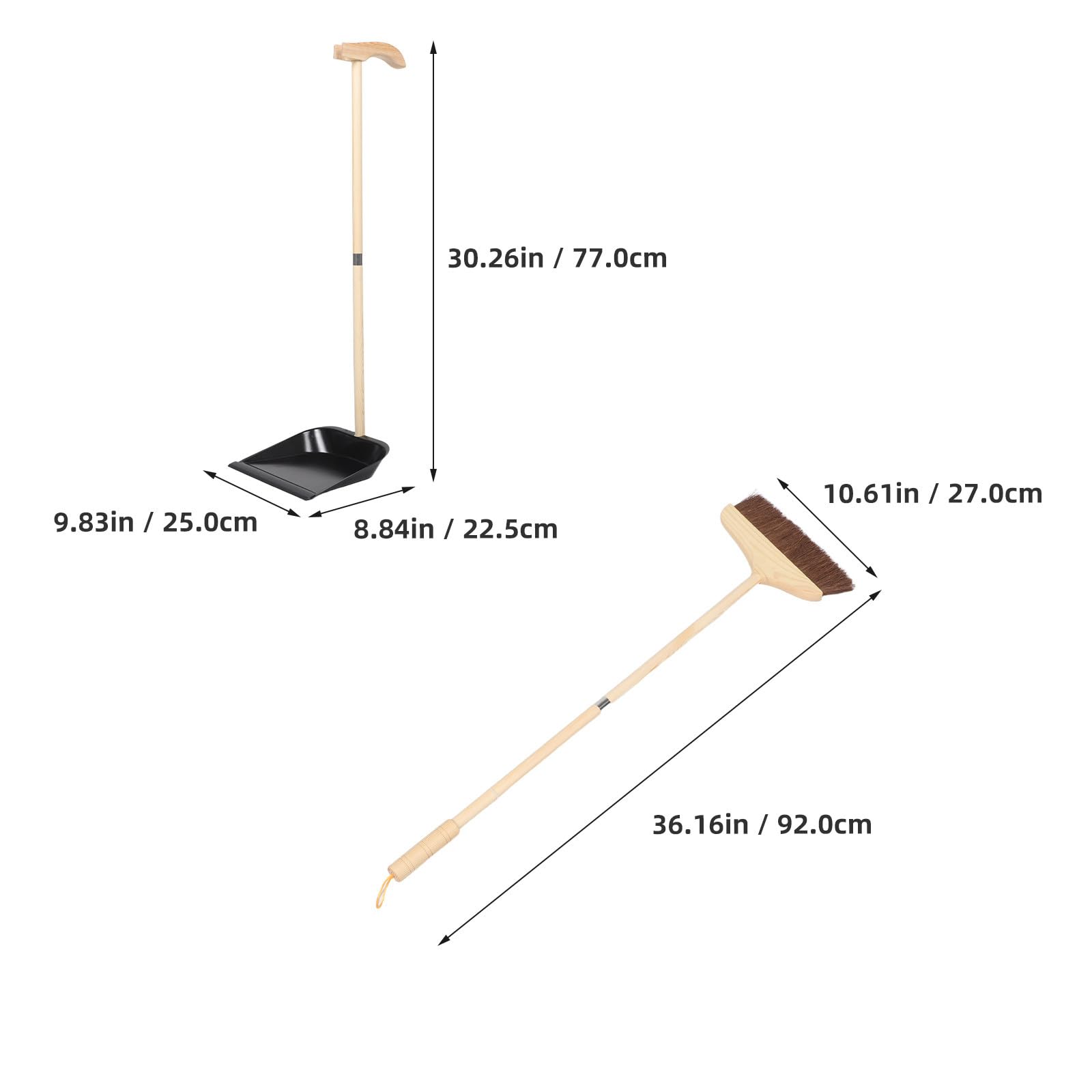 MAGICLULU Massivholz Besen mit Naturborsten und Großer Kehrschaufel Langstieliges Reinigungsset für Holzfußböden Staubaufnahme ohne Verschütten Vielseitig für Haushalt und Küche