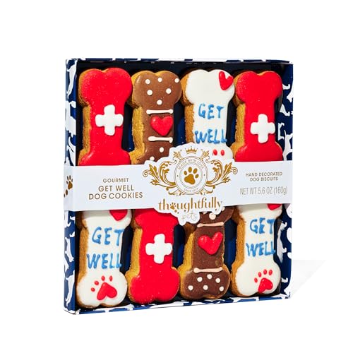 Image of Thoughtfully Pets, Get Well Dog Cookies Gift Set, Crunchy Dog Treats Includes Colorfully Hand Decorated Get Well Themed Biscuits to Brighten Their Day, Set of 8