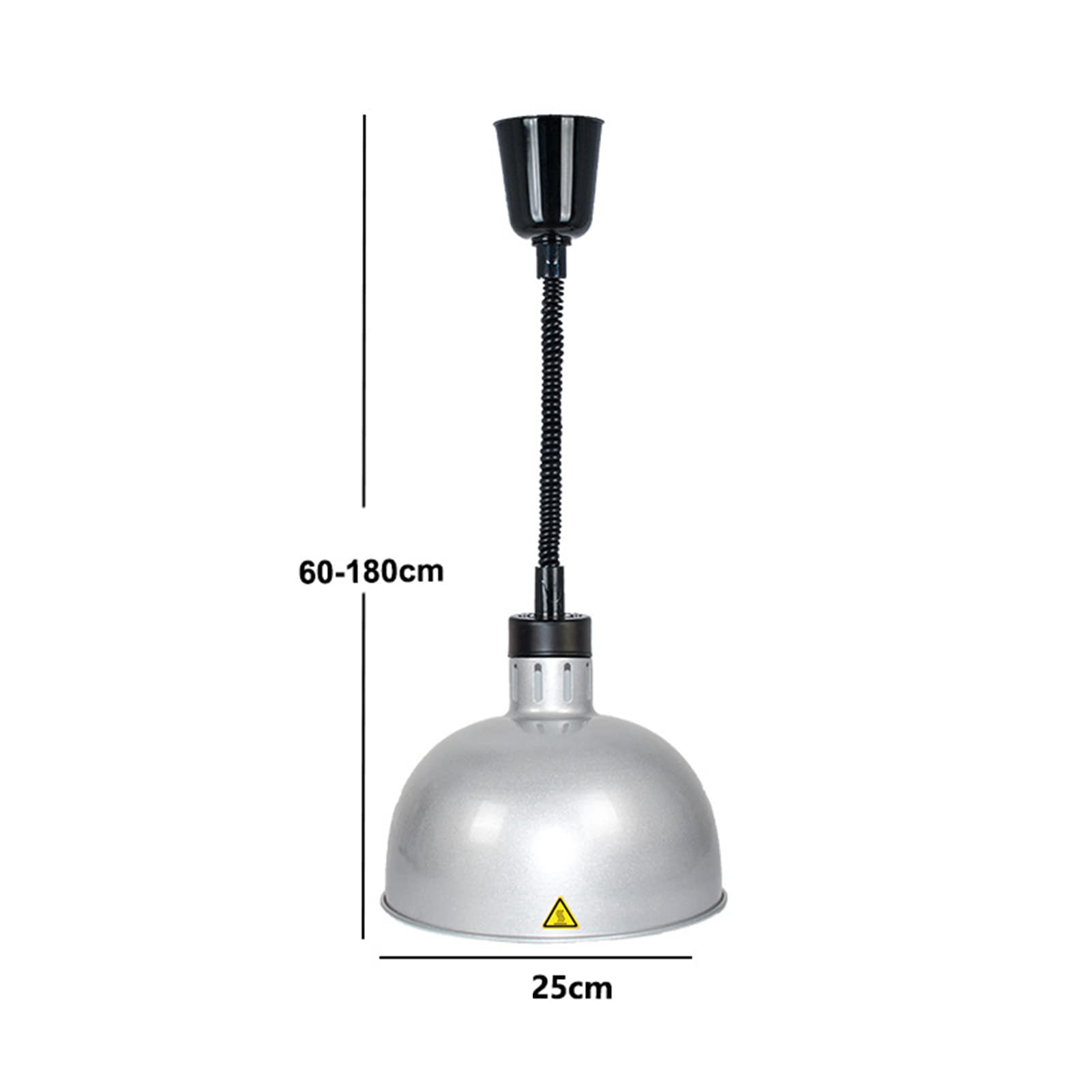 Wisząca lampa grzewcza do żywności, lampa grzewcza do żywności, kuchnia do bufetu, profesjonalny sprzęt kuchenny, równomierne rozpraszanie ciepła, regulowana długość,Silver