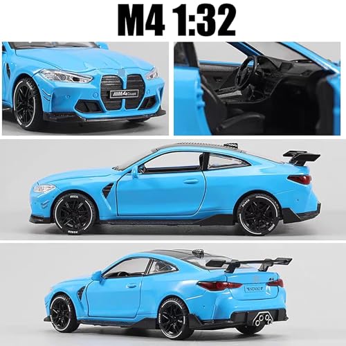 Image of Alokik Enterprise 1:32 M4 Coupe Die-cast Metal Pull Back Car with 2 Openable Doors with Lights and Sound Toy Decoration, Showpiece Car Best Gift Toys for Kids 【Red】