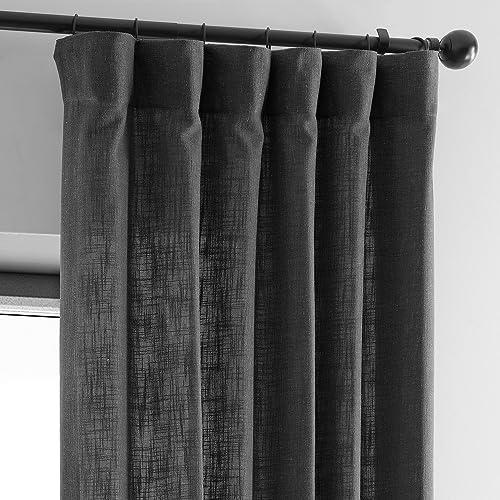 Image of HPD Half Price Drapes Heavy Faux Linen Light Filtering Curtains for Bedroom 96 Inches Long (1 Panel) - Rod Pocket Curtains for Living Room - Window Curtains Home Decor - 50 X 96, Slate Grey