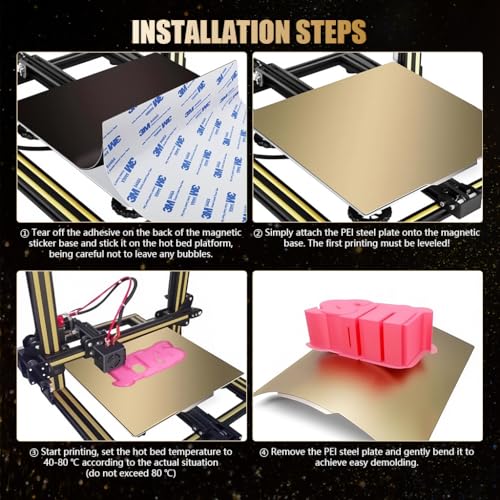 Image of Serplex 3D Printer Heated Bed Double-Sided PEI Textured Steel Build Plate, PEI Coated Build Plate for Strong Adhesion and Easy Model Removal, 230x230mm, Compatible with Anycubic Kobra 2 /Neo /Go /Pro