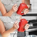 OVENTE Portable 5 Speed Mixing Electric Hand Mixer with Stainless Steel Whisk Beater Attachments & Snap Storage Case, Compact Lightweight 150 Watt Powerful Blender for Baking & Cooking, Red HM151R - Image 5