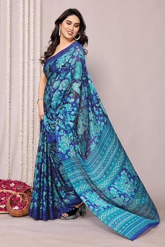 Image of MIRCHI FASHION Saree for Woman Chiffon Floral Printed | Lightweight All-Day Comfortable Women's Sari with Unstitched Blouse Piece (Available in 30 Colors)