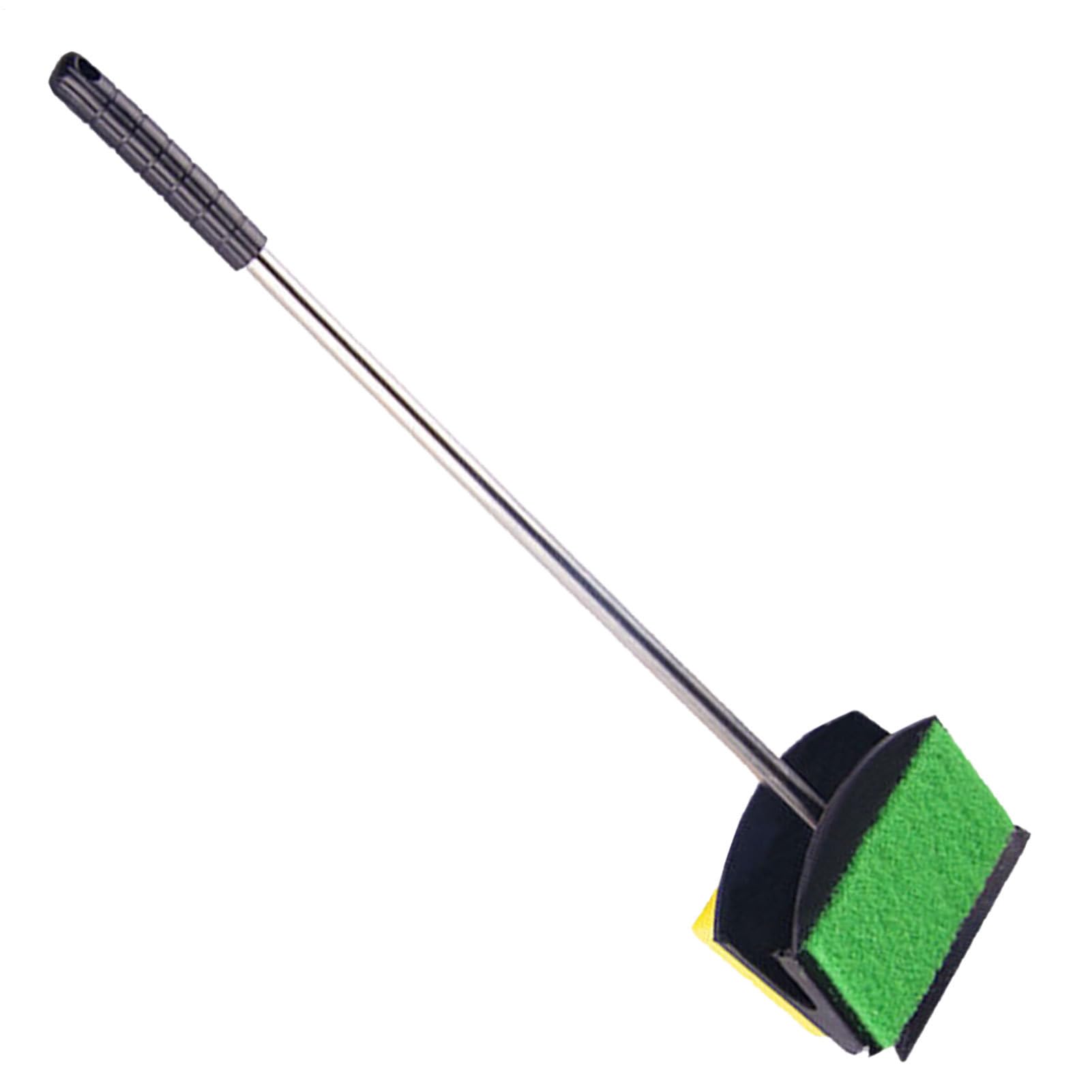 Aquarium Brush - Long Handle Fish Tank Scrubber | Double Sided Algae Cleaning Sponge Tool | Stainless Steel Aquarium Cleaner For Glass Tanks Freshwater Marine Reef Supplies Fish Tank Accessories