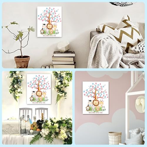 Miniatura 6 de Árbol De Huellas Dactilares Para Fiesta De Revelación De Género, Árbol De Hojas Con Huellas Dactilares Para Revelación De Género, Libro De Visitas Para Baby Shower, Libro De Visitas Con Huellas