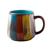 Kaffeetasse Groß, Cappuccino Tassen Steingut,Kaffeetasse Porzellan 500ml,Große Tasse,Tasse Steingut,Teetasse mit Henkel,Kaffeetasse aus Keramik,Künstlerdesign Tasse