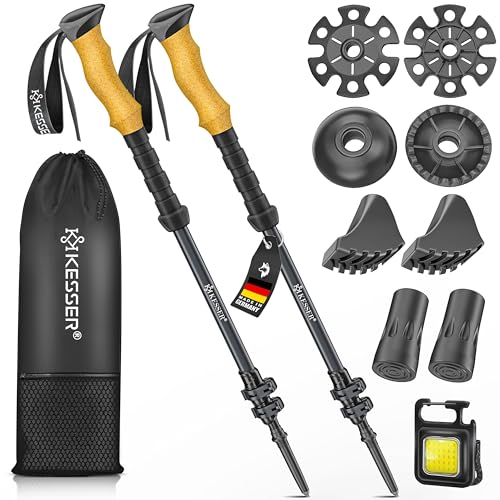 KESSER® Wanderstöcke Teleskop Walking Stöcke Wanderstock Aluminium mit Korkgriff 105-135cm Trekkingstöcke für Damen & Herren zum Wandern, Nordic Walking, Trekking, Skitouren & Bergsport