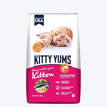 Kitty Yums Kitten (1-12 Months) Dry Cat Food - Ocean Fish (3Kg)