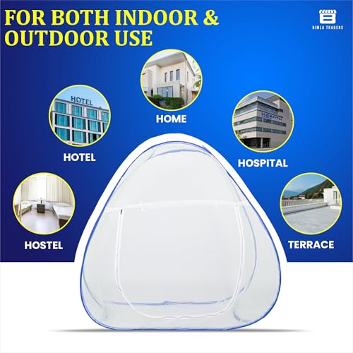 Image of BTAG Mosquito Net for Single Bed, 6 Feet x 4 Feet | Premium Machardani, Tent-Style Foldable Design, Strong & Durable, Corrosion Resistant Insect Protection for Home Use. (6x4 Blue)