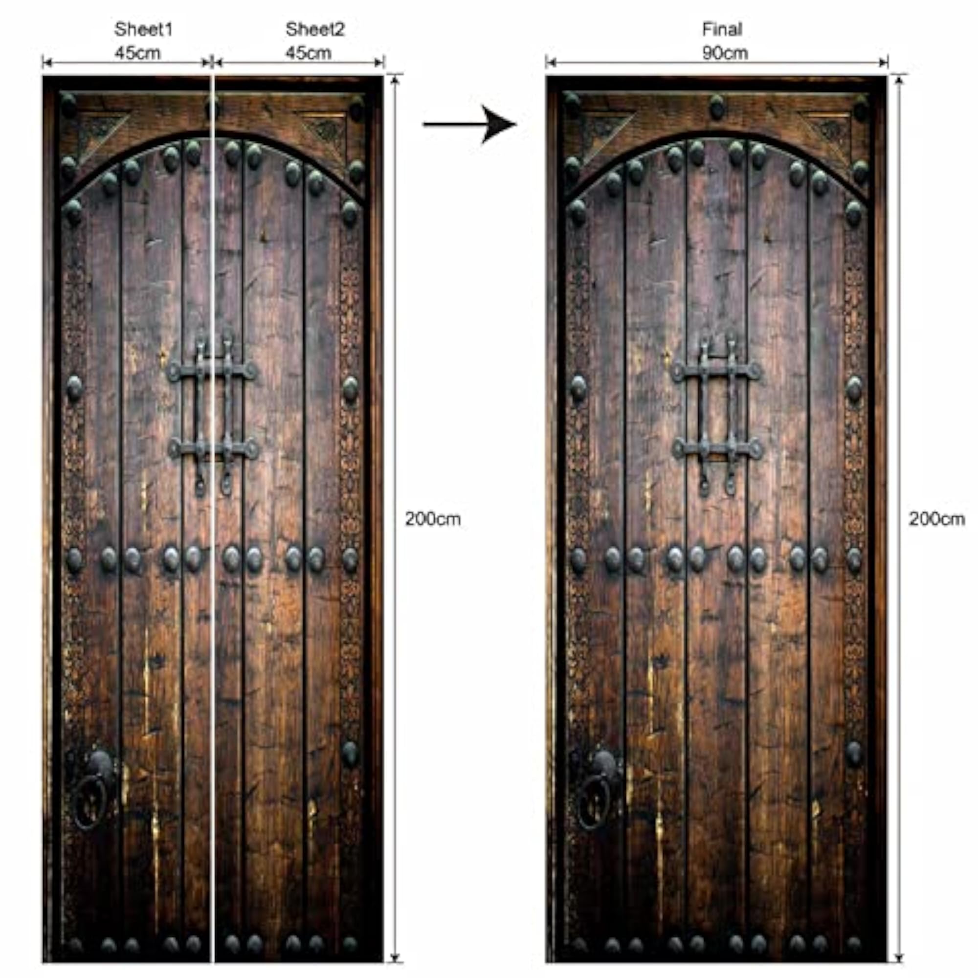 3D Door Wallpaper Wall Art Reusable Posters for Home Decor