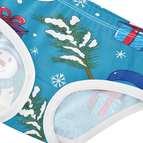 Winter Cute Snowman Blue Little Girl Panties Toddler Girls Underwear Cotton Animal Briefs Underpants 2t4