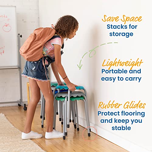 Image of ECR4Kids Daisy Stackable Stool Set, Flexible Seating, Contemporary, 8-Piece