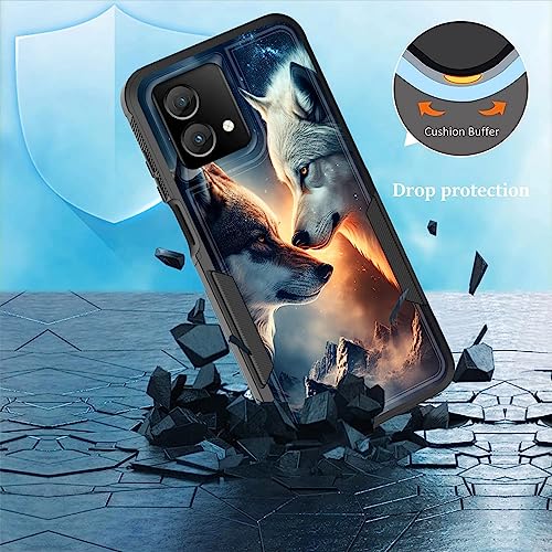 CICPLKSE for Moto G Stylus 5G 2023 Case,Dual Layer Heavy Duty Hybrid Shockproof Hard PC Soft Silicone TPU Bumper Protective Cover Case for Motorola Moto G Stylus 5G 2023,Two Wolves - image 6