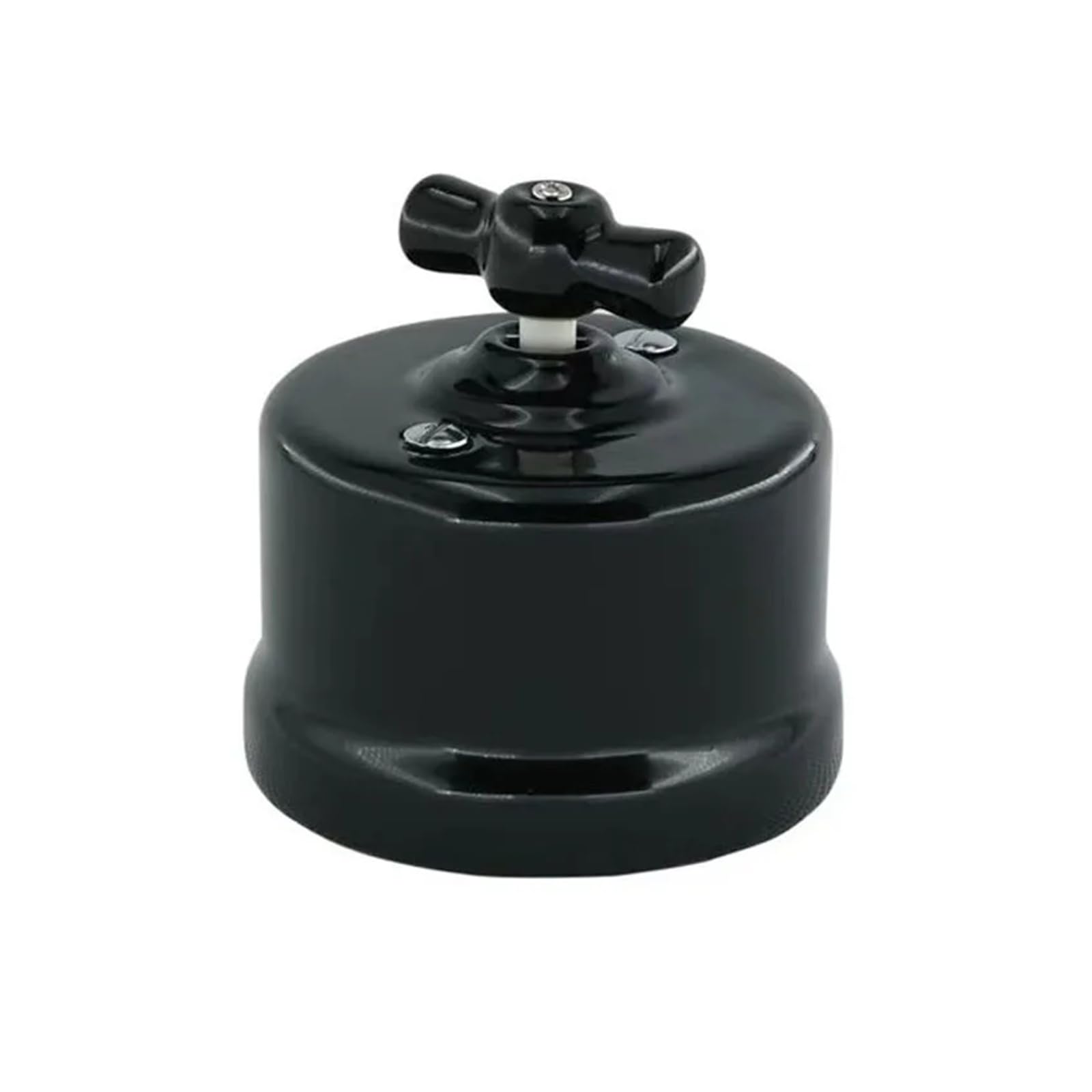 Interruptor giratorio de cerámica for luz de pared, interruptor de perilla de control de 2 vías for mejoras del hogar(Black Switch)