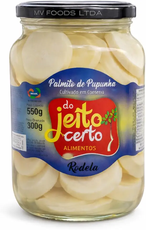 Palmito Pupunha em Rodelas 550g em Conserva – Macio, Selecionado, Pronto para Consumo