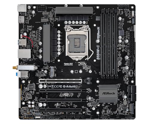 ASRock B560M-C Micro-ATX Motherboard Supports 10th & 11th Gen Intel Core Processors (LGA1200) DDR4 4800MHz (OC) PCIe 4.0 Dual M.2 8 SATA3 Intel Gigabit LAN WiFi + BT 5.1