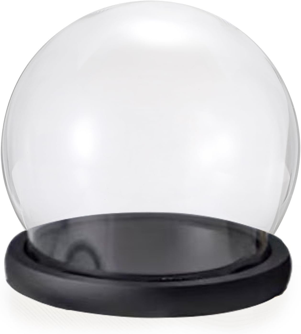 NLKJIOQA Glass Dome Cloche Bell Jar,1pcs Decorative Tabletop Display Ball With Black Base For Plants Collectible Figure Candles Medals(20cm)