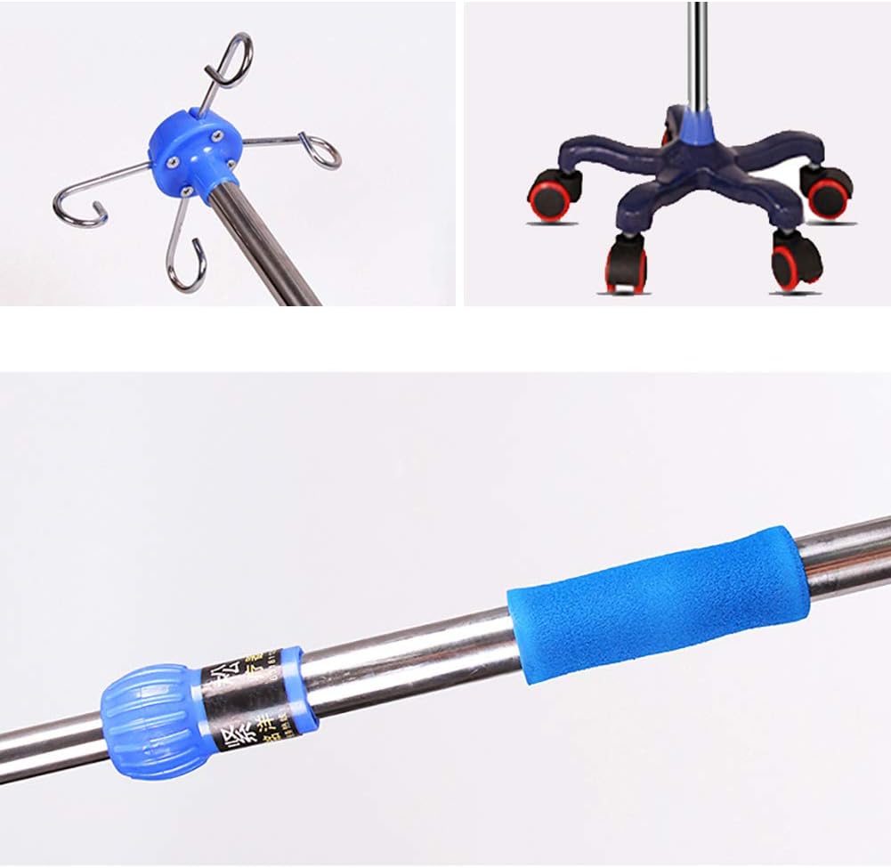 IV Pole Adjustable Height IV Pole Portable Intravenous Stand IV Stand For Elderly Home Care,Hospital And Clinic (4 Hook 5 Caster) : Industrial & Scientific