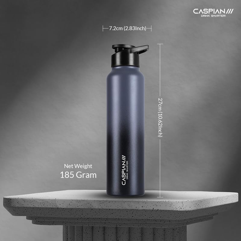 Image of CASPIAN / / / Hike Stainless Steel Customize Sipper Water Bottle Leak Proof Thunder for Fridge Home Office Travel School Kids Adults Girls Boys Sports Gym Yoga (Graphite 1 Litre, Set of 1)