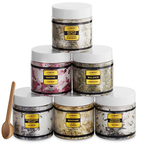 Bath Salts Gift Set with Lavender, Arabica Coffee, Mango, Sugar, Himalayan & Coconut, 6pc Bath Soaks, Relaxing Spa Salt with Essential Oils, Vitamin E, Jojoba Oil, Shea Butter, Fresh Herbs - Image 5