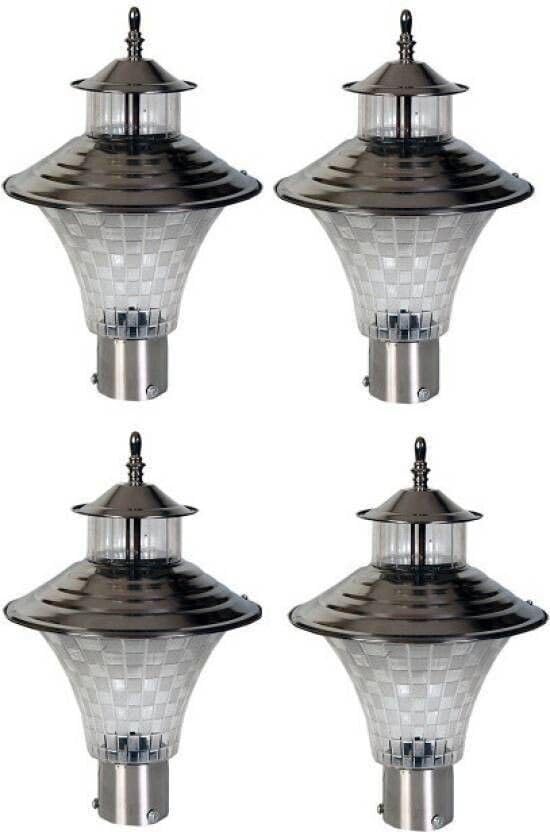 Fixed Gate Light Silver Stainless Steel | Pack of 4 Outdoor Garden and Roof Entrance Lamps | Durable Weather-Resistant Decorative Exterior Lighting Fixture-image-47