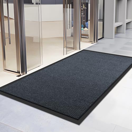Extra Large Front Door Mat, 5 x 3 Feet Indoor Outdoor Entrance Mat, Heavy Duty Commercial Floor Mats, Non-Slip Rubber Backing Doormat for Entryway, Waterproof, Low-Profile, Easy to Clean