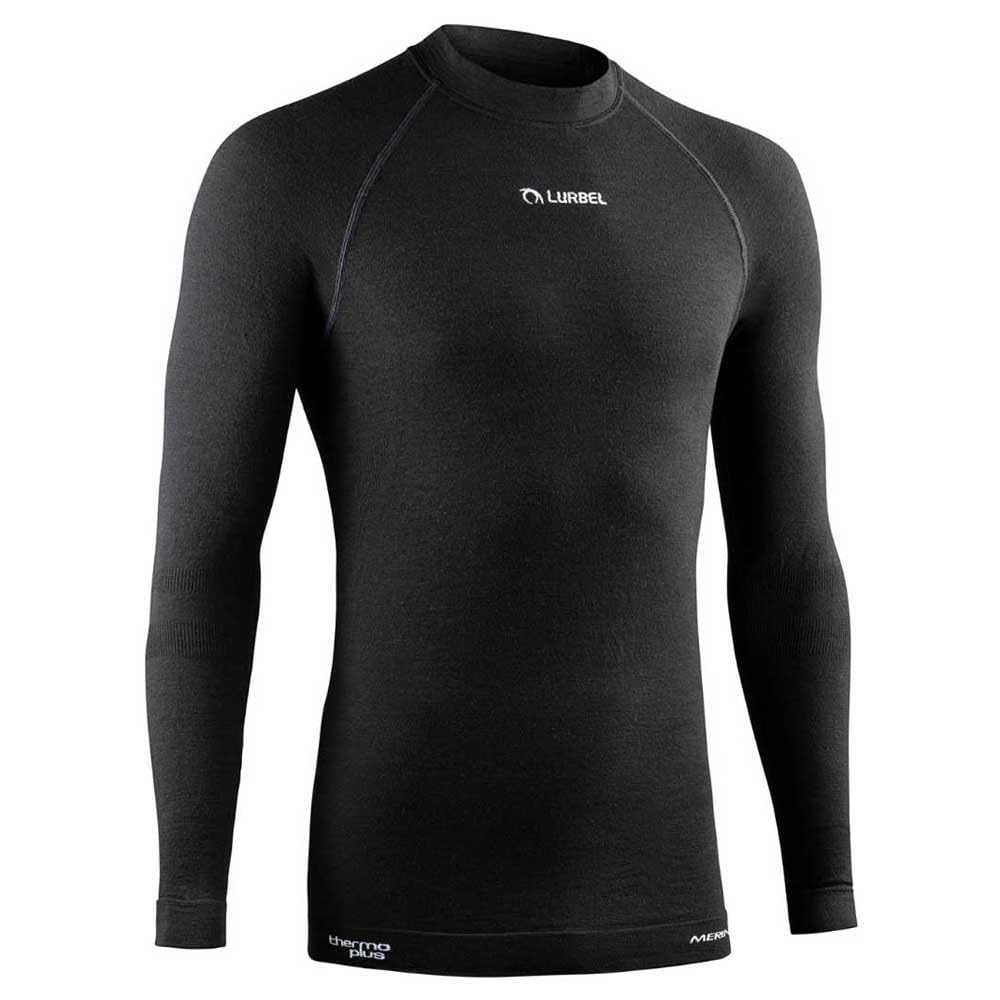 Lurbel Merino Long Sleeves, Camiseta Térmica de Lana Merino, Camiseta Transpirable y Anti-Olor, Camiseta Outdoor, Ropa Interior térmica. (Negro - M)