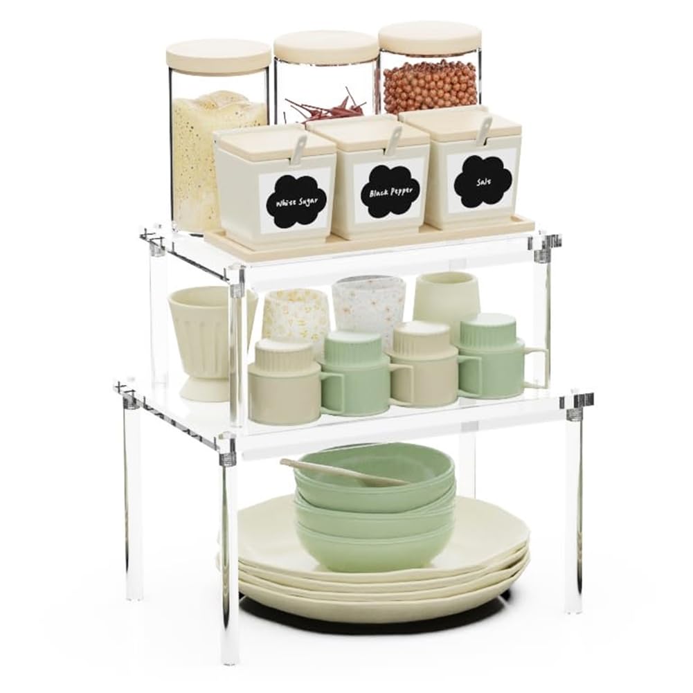 CTRLZS 2Pack Acrylic Cabinet Organizer for Cabinet,Pantry Kitchen Storage and Organization Spice Rack Organizer House Essentials for Gift