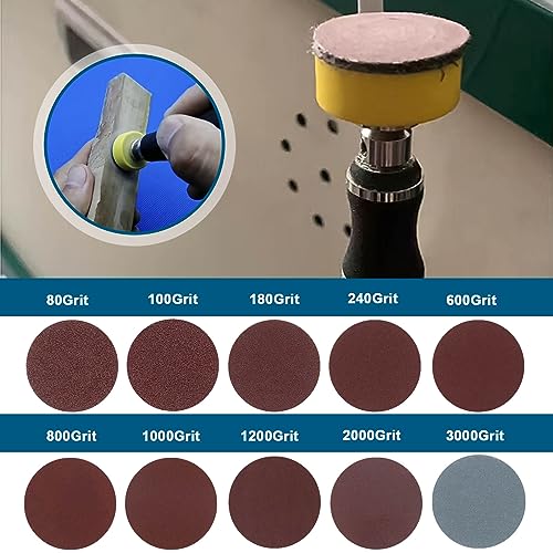 Be In Your Mind 200PCS Sanding Disc 1 Inch 25mm Hook and Loop Sandpaper with 1/8 Inch Shank Backing Pad for Polishing Metal Wood 80/100/180/240/600/800/1000/1200/2000/3000 Grit - Image 2