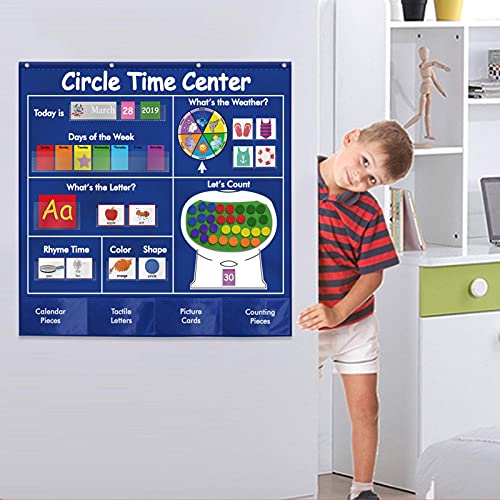 XUEF Calendário educativo e bolso para crianças aprendendo calendário, cartão meteorológico, carta p