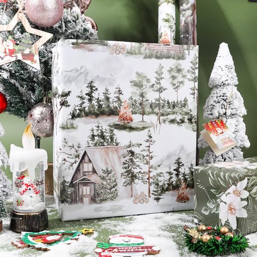 Vnaaem Christmas Wrapping Paper - Forest Green Watercolor Style Gift Wrap Paper 4.79 4.79 + 40% Off Code CCKCZ73A - image 2