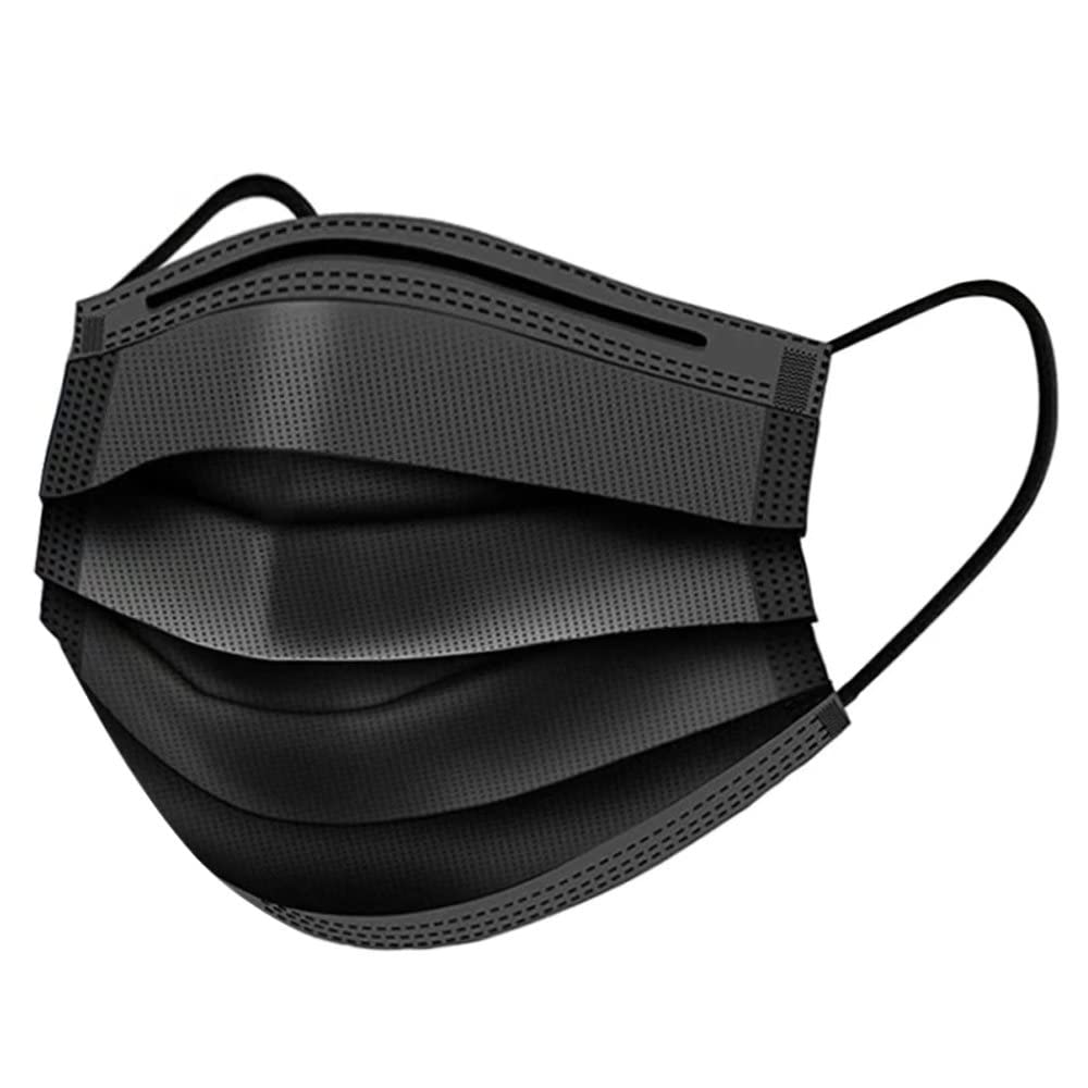 WCOLAS Black Face Masks, 500 PCS Black Disposable Masks, 3 Ply Face Masks for Adults